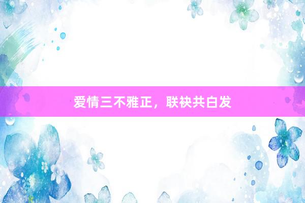 爱情三不雅正,联袂共白发