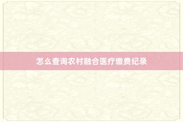 怎么查询农村融合医疗缴费纪录